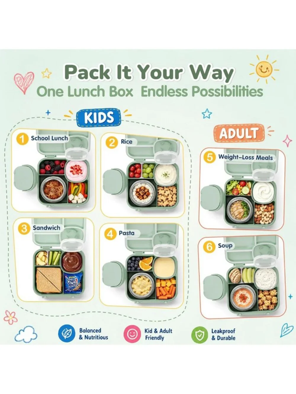 Leak-Proof Kids Bento Box & Insulated 9oz Food Jar - Perfect Lunch Container!
